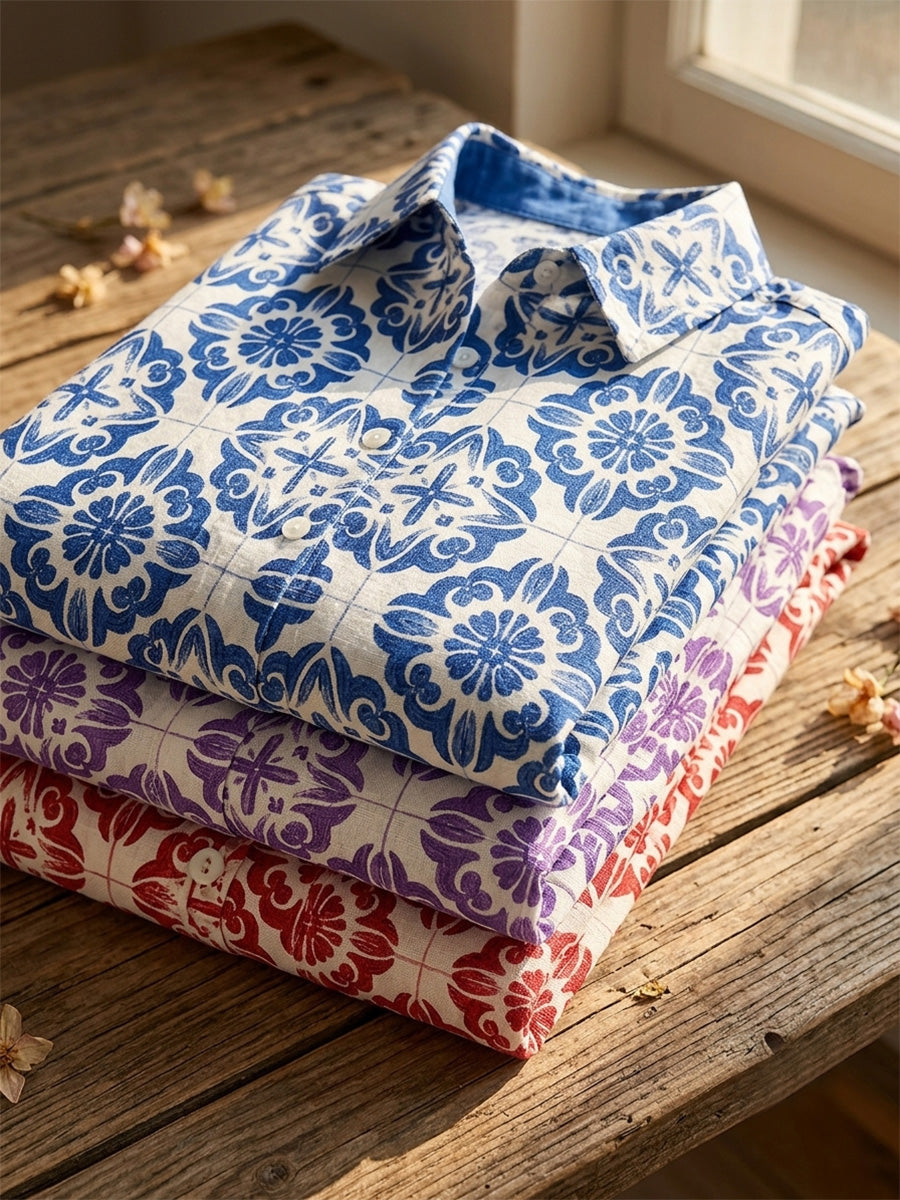 CLEARANCE🔥 Santorini Inspired Print Shirt Dress