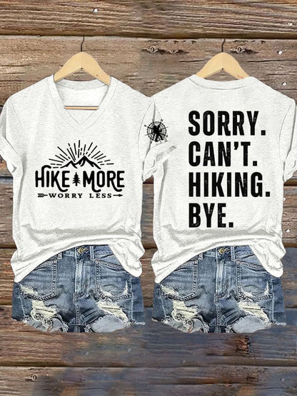 Womens Retro Hike More Worry Less Print T-Shirt
