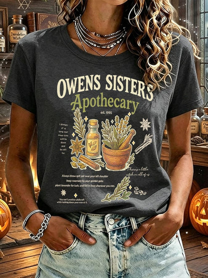 Women's Owens Sisters Apothecary Witch Print Casual T-shirt