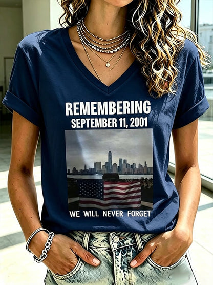 Women's Never Forget September 11 Print T-Shirt