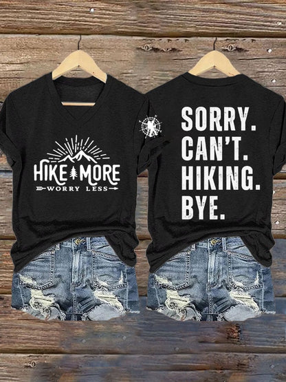 Womens Retro Hike More Worry Less Print T-Shirt