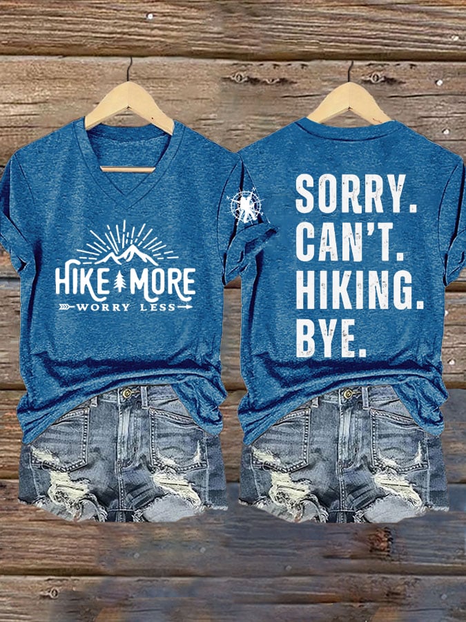 Womens Retro Hike More Worry Less Print T-Shirt