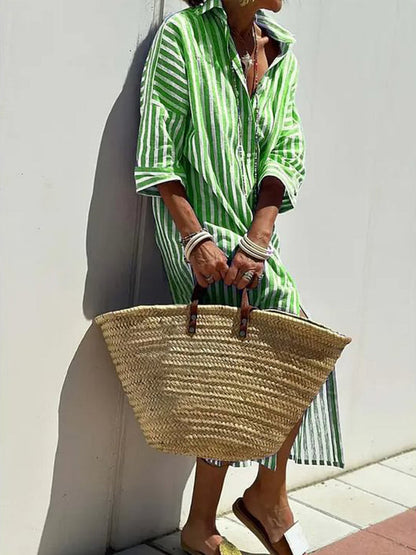 Classic Striped Summer Shirt Dress