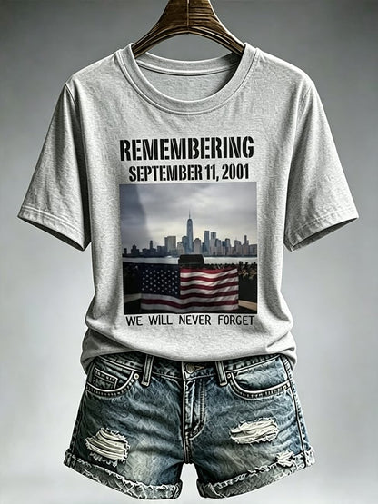 Women's Never Forget September 11 Print T-Shirt