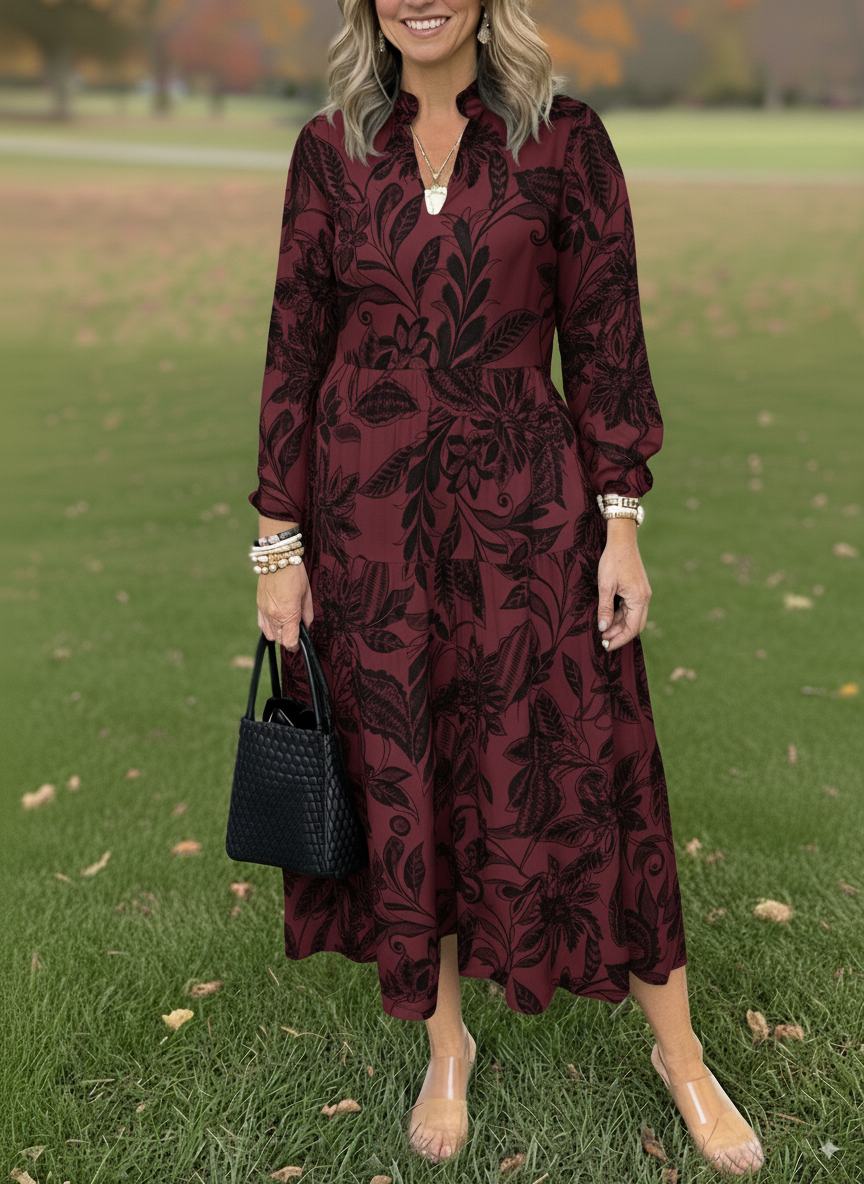 NEW🔥 V Neck Floral Vintage Print Dress