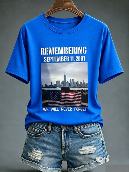 Women's Never Forget September 11 Print T-Shirt