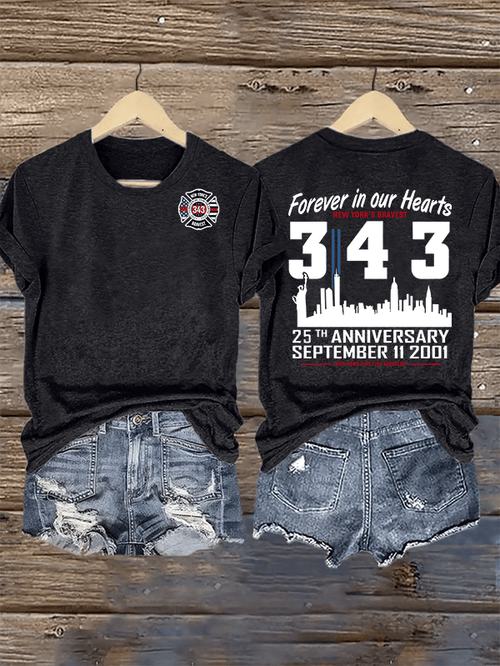 Women's 25th Anniversary 9/11 Memorial, 343 Hero Tribute Tee