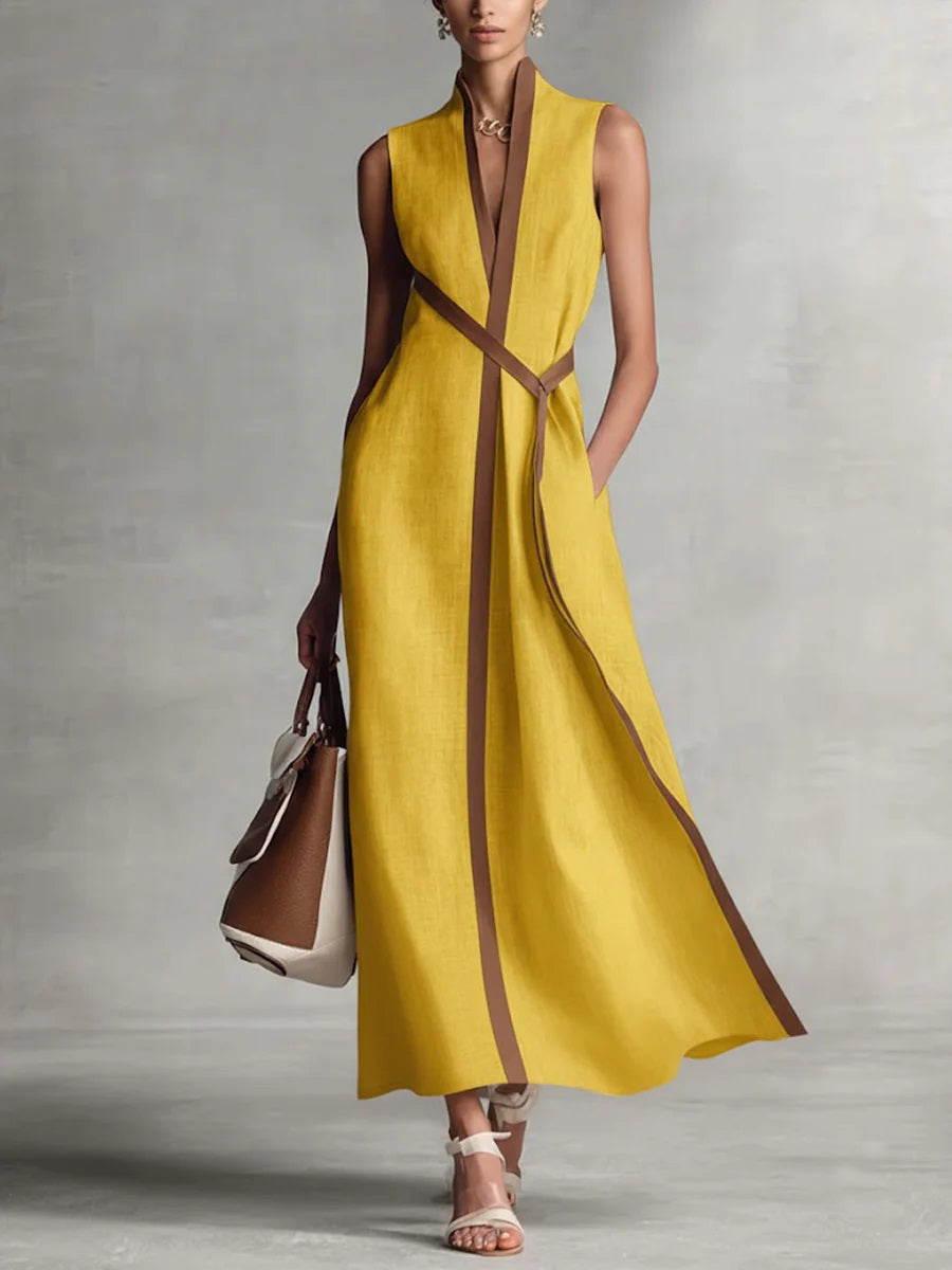 New Arrivals🔥 Women's Stand-up Collar Sleeveless Casual Loose Cotton and Linen Dress