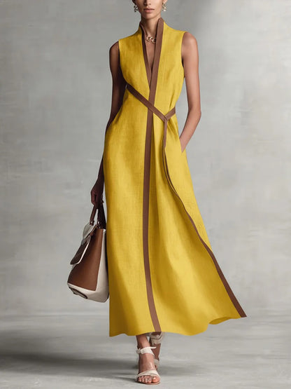 New Arrivals🔥 Women's Stand-up Collar Sleeveless Casual Loose Cotton and Linen Dress