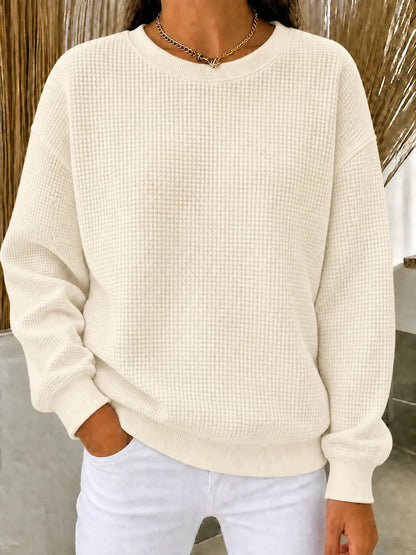 BUY 2 FREE SHIPPING🔥Women's Waffle Knit Crewneck Sweatshirt