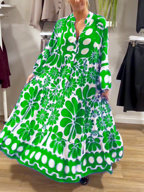 NEW🔥 V Neck Button Printed Dress