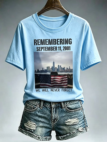 Women's Never Forget September 11 Print T-Shirt