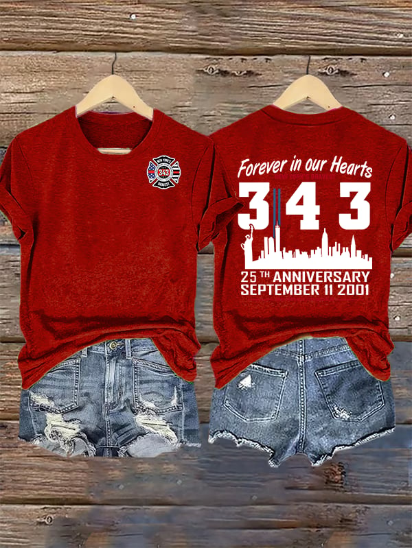 Women's 25th Anniversary 9/11 Memorial, 343 Hero Tribute Tee