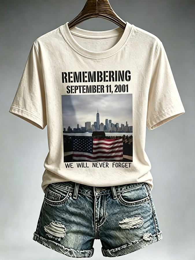 Women's Never Forget September 11 Print T-Shirt