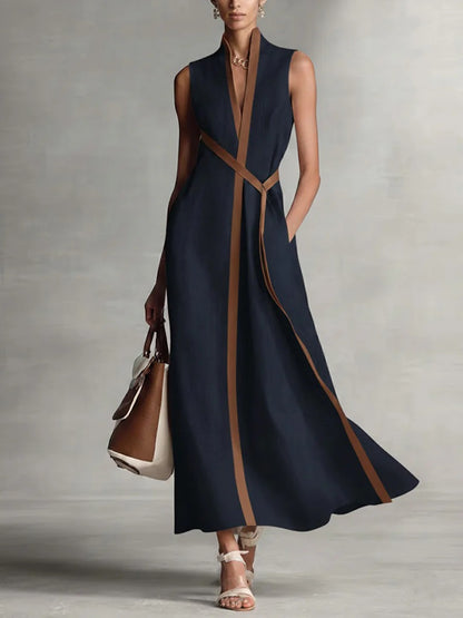 New Arrivals🔥 Women's Stand-up Collar Sleeveless Casual Loose Cotton and Linen Dress