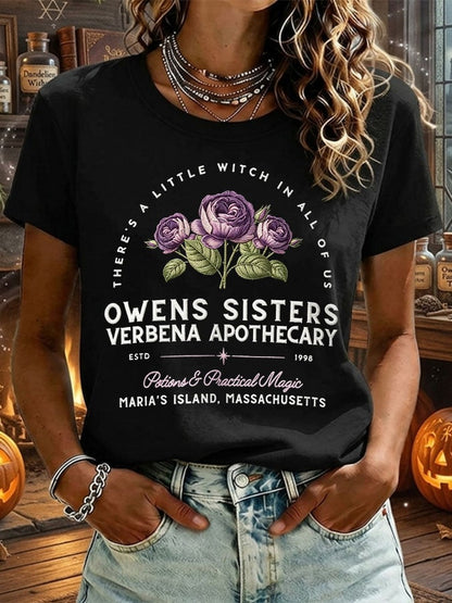 Women's Owens Sisters Apothecary Witch Print Casual T-shirt