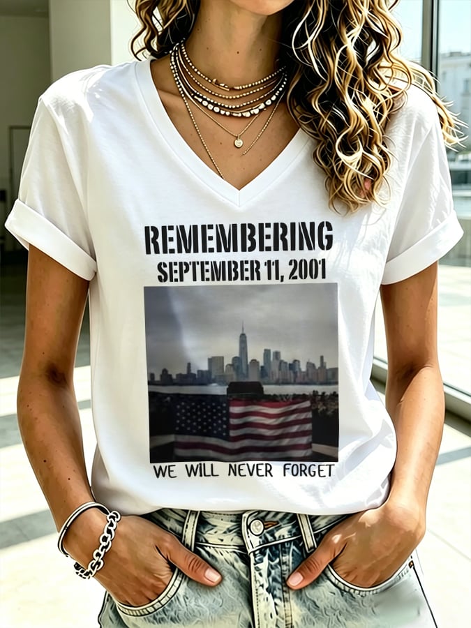 Women's Never Forget September 11 Print T-Shirt