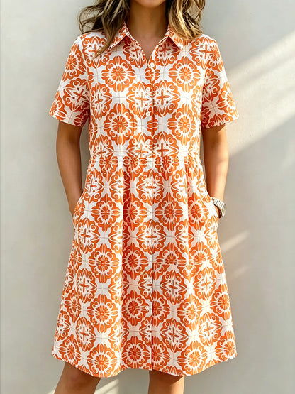 CLEARANCE🔥 Santorini Inspired Print Shirt Dress