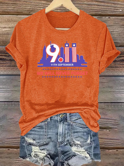 Women's  WE WILL NEVER FORGET Print Crew-Neck T-Shirt