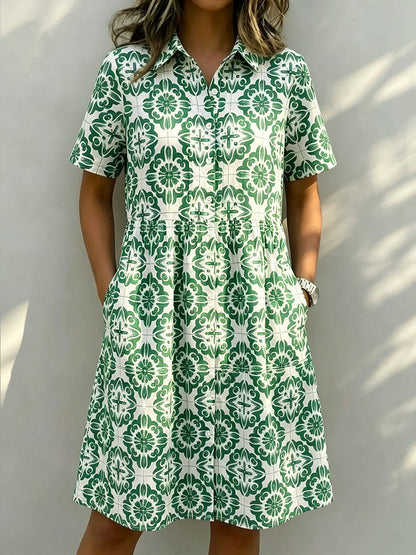 CLEARANCE🔥 Santorini Inspired Print Shirt Dress