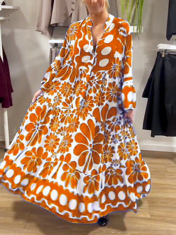 NEW🔥 V Neck Button Printed Dress