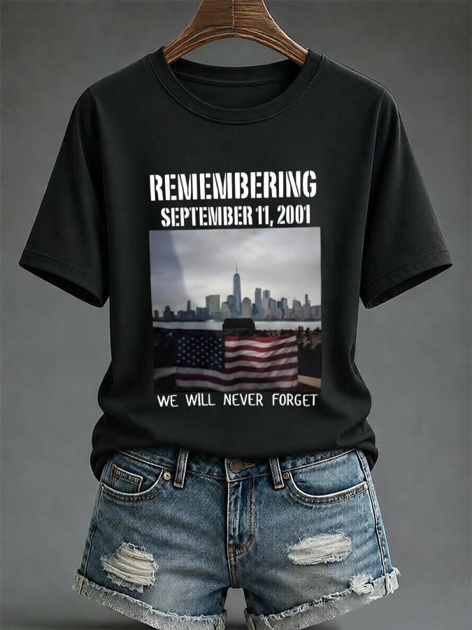 Women's Never Forget September 11 Print T-Shirt