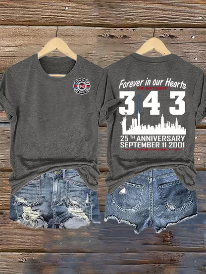 Women's 25th Anniversary 9/11 Memorial, 343 Hero Tribute Tee