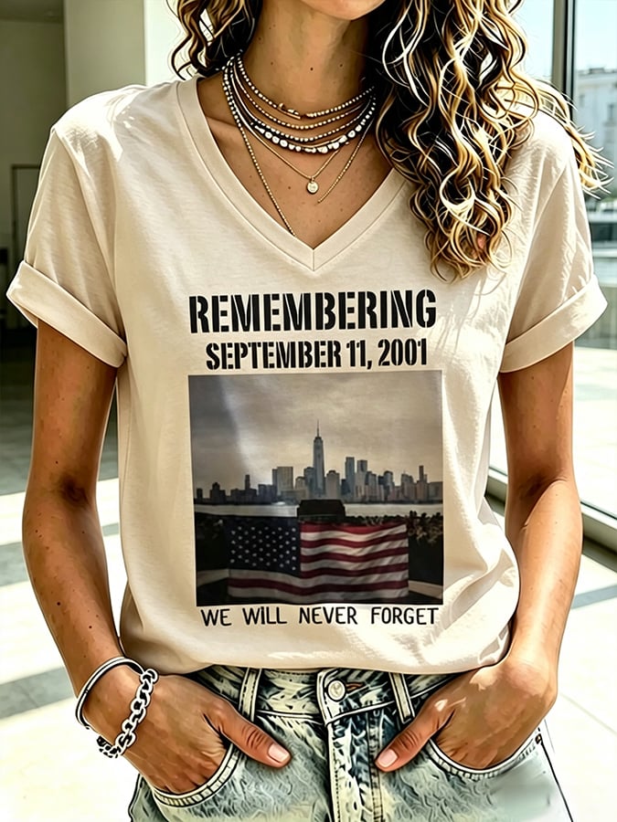 Women's Never Forget September 11 Print T-Shirt