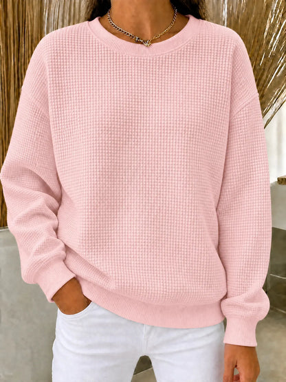 BUY 2 FREE SHIPPING🔥Women's Waffle Knit Crewneck Sweatshirt