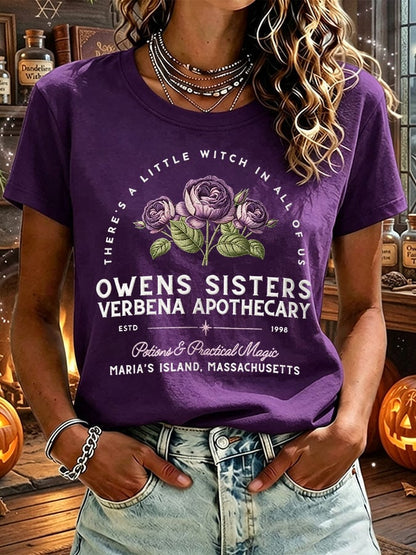 Women's Owens Sisters Apothecary Witch Print Casual T-shirt