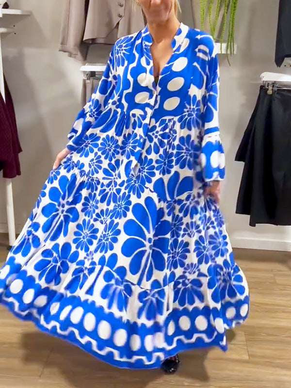 NEW🔥 V Neck Button Printed Dress