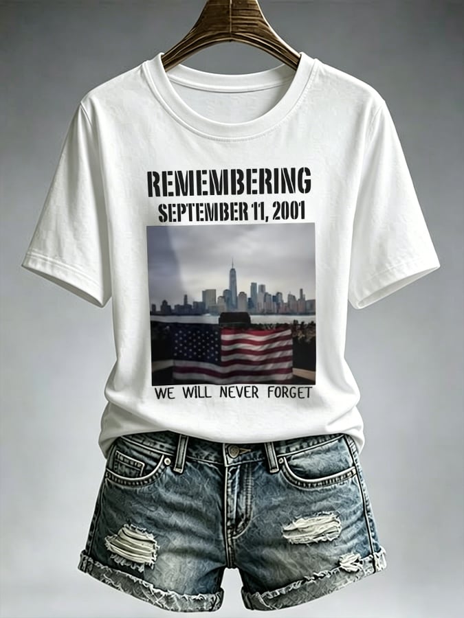 Women's Never Forget September 11 Print T-Shirt