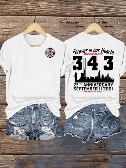Women's 25th Anniversary 9/11 Memorial, 343 Hero Tribute Tee