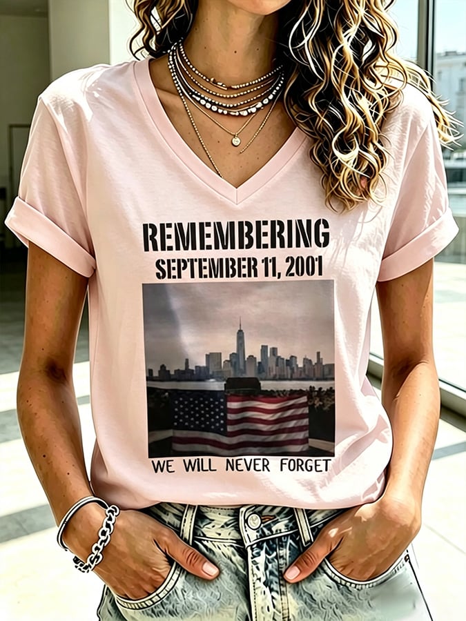 Women's Never Forget September 11 Print T-Shirt