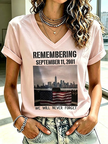 Women's Never Forget September 11 Print T-Shirt