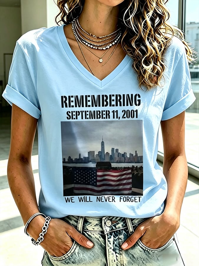 Women's Never Forget September 11 Print T-Shirt
