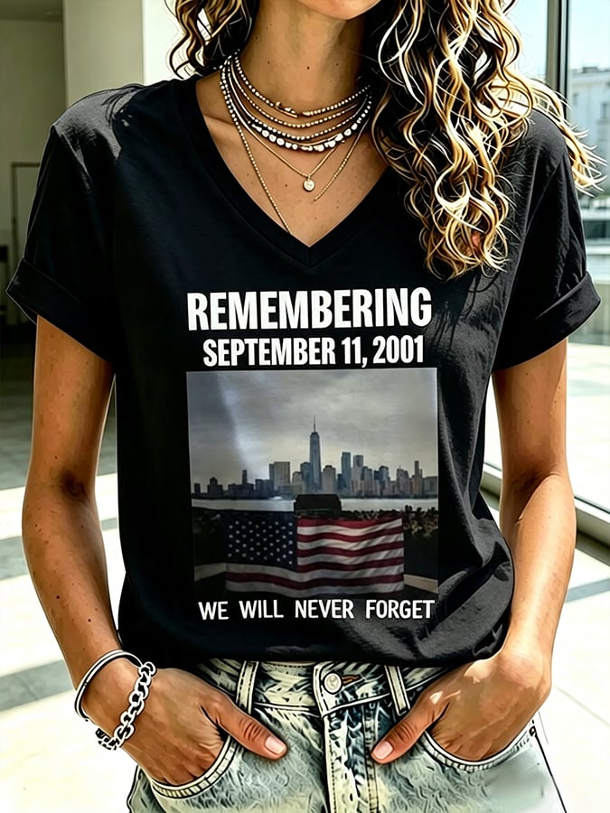 Women's Never Forget September 11 Print T-Shirt