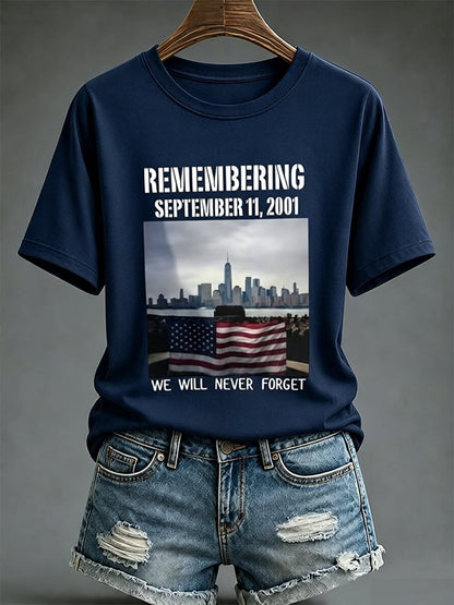 Women's Never Forget September 11 Print T-Shirt