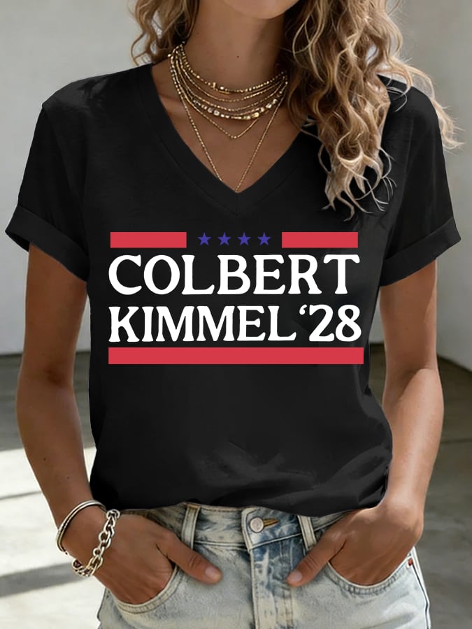 V-Neck Women's Funny Print T-Shirt