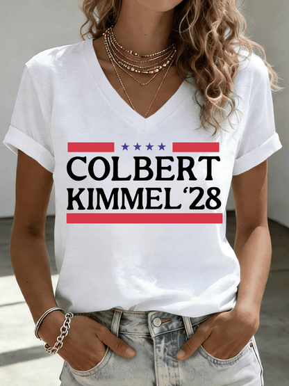 V-Neck Women's Funny Print T-Shirt