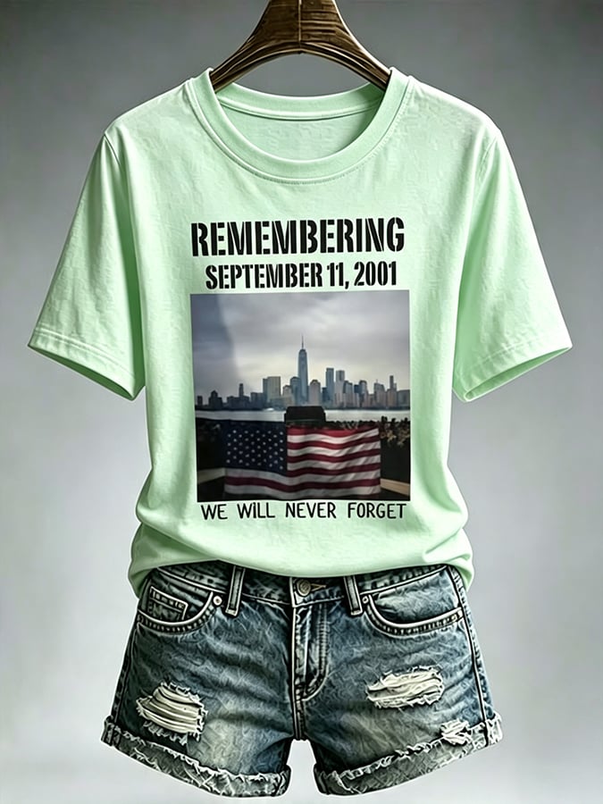 Women's Never Forget September 11 Print T-Shirt
