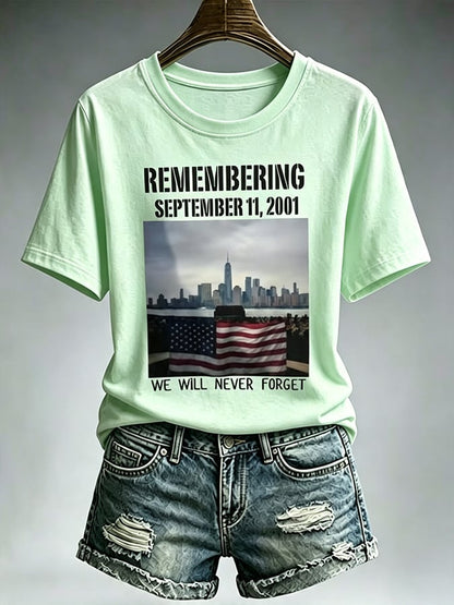 Women's Never Forget September 11 Print T-Shirt