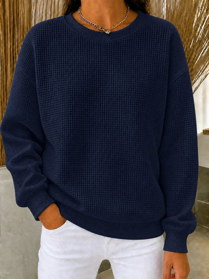 BUY 2 FREE SHIPPING🔥Women's Waffle Knit Crewneck Sweatshirt