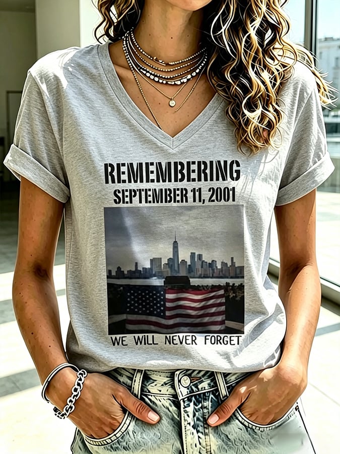 Women's Never Forget September 11 Print T-Shirt