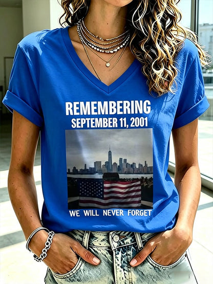 Women's Never Forget September 11 Print T-Shirt