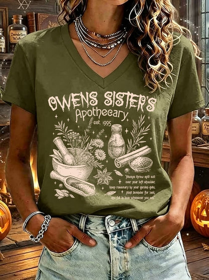 Women's Owens Sisters Apothecary Witch Print T-shirt