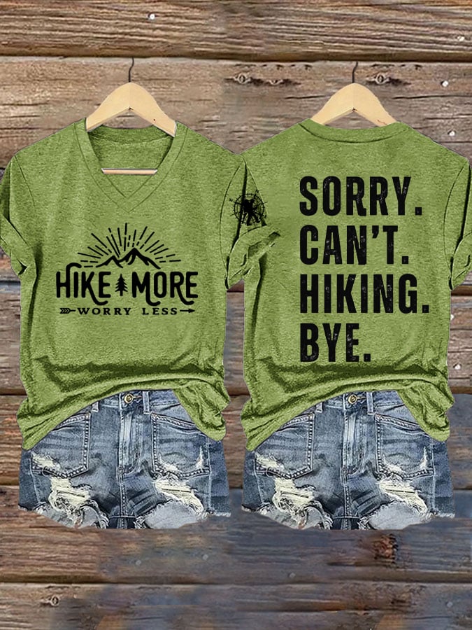 Womens Retro Hike More Worry Less Print T-Shirt