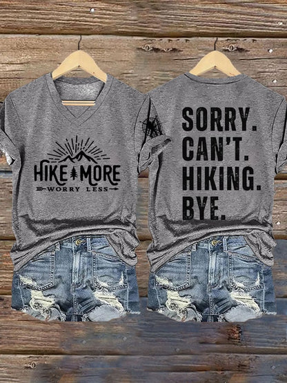 Womens Retro Hike More Worry Less Print T-Shirt