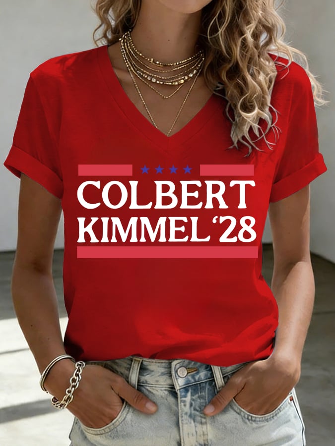 V-Neck Women's Funny Print T-Shirt