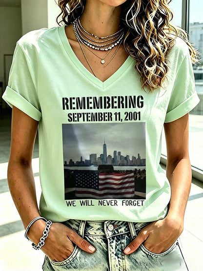 Women's Never Forget September 11 Print T-Shirt